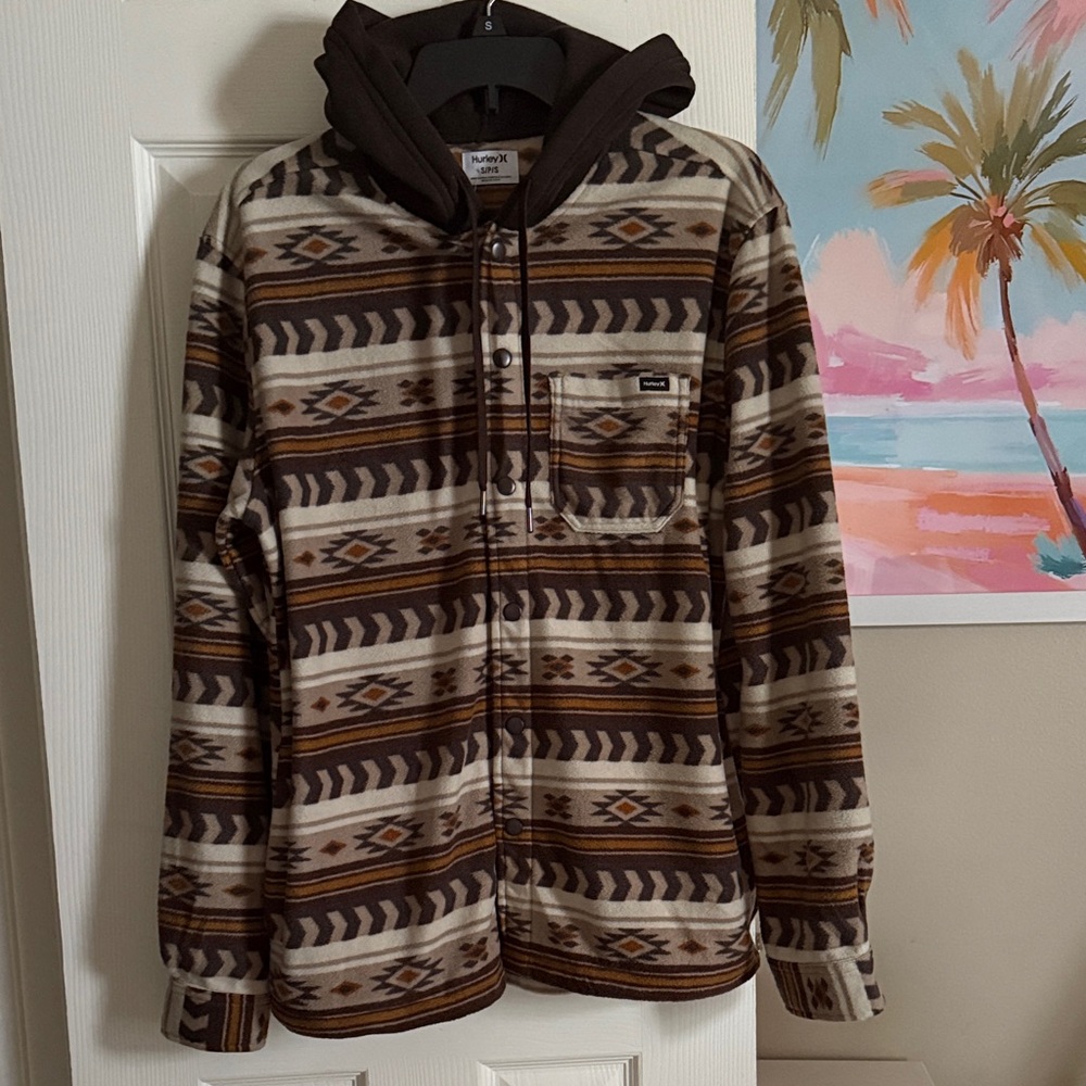 )(URLEY Hooded shacket fleece